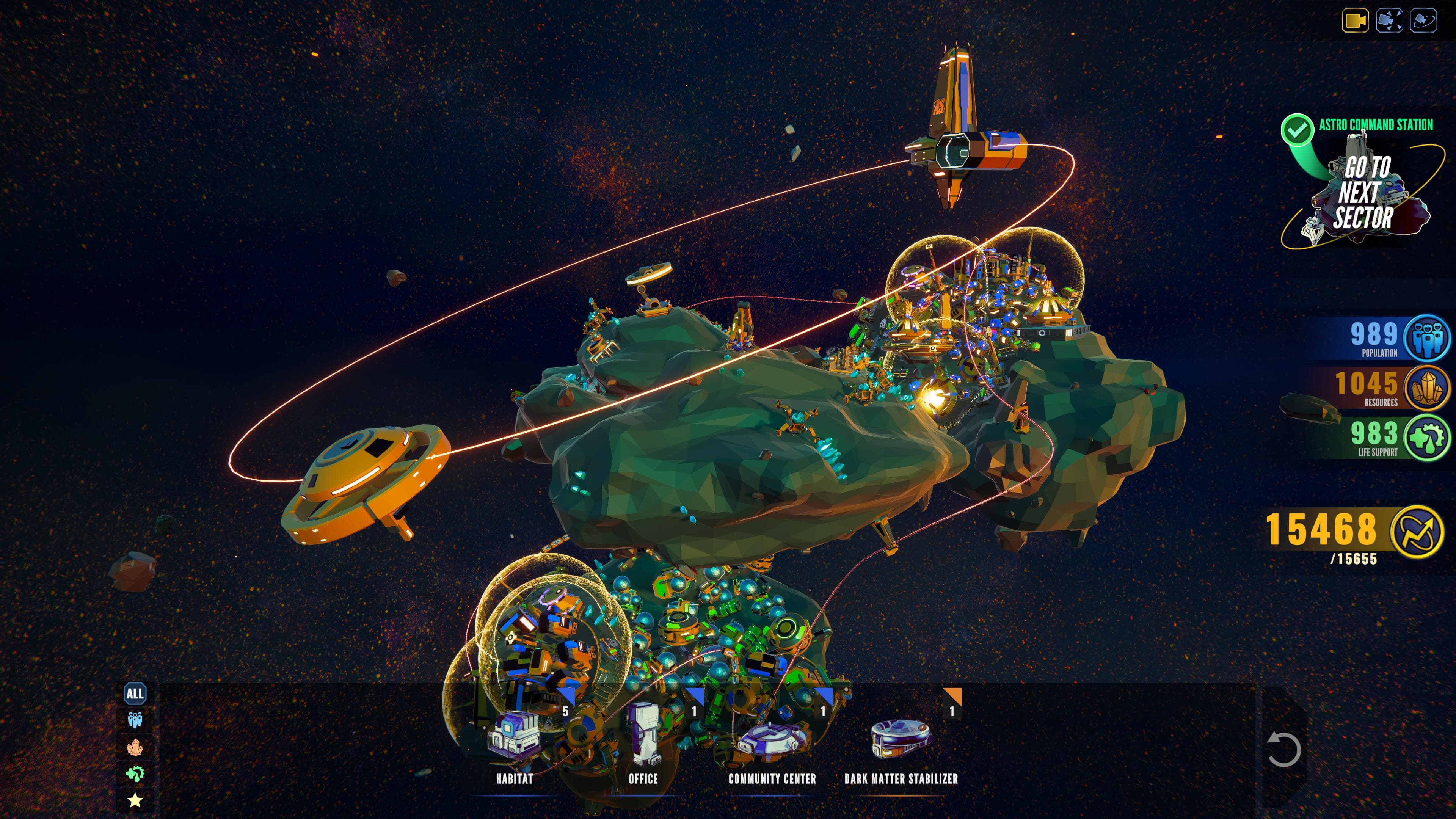 AstroScaper gameplay - orbital view